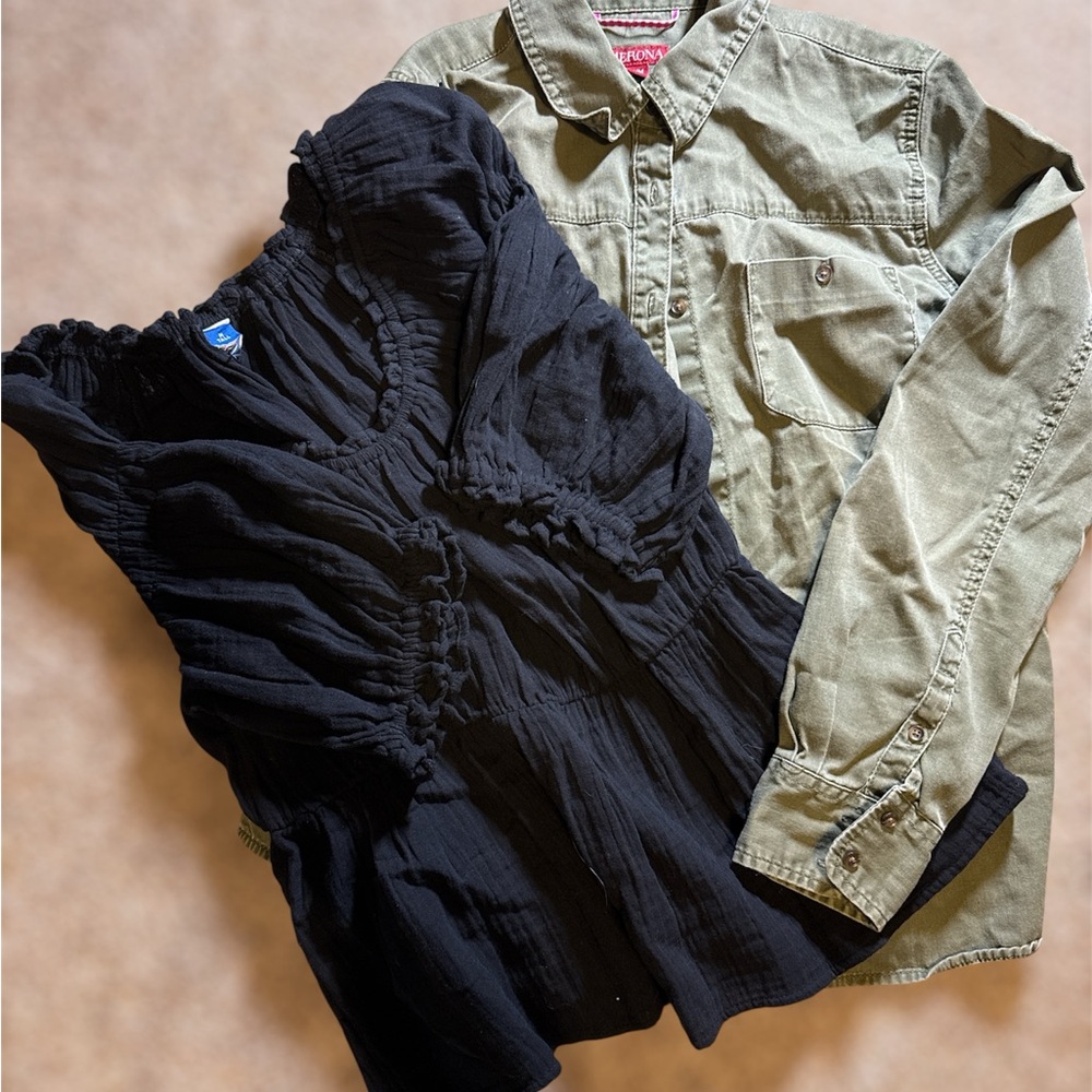 Merona Olive Green Button-Up Shirt